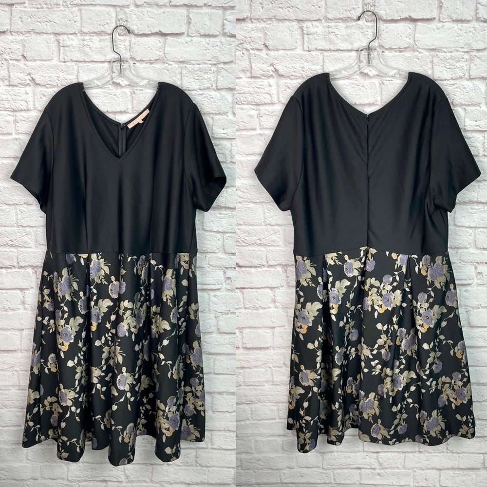 Hutch Black Floral‎ Fit & Flare Cocktail Dress with Pockets Size 3X New!